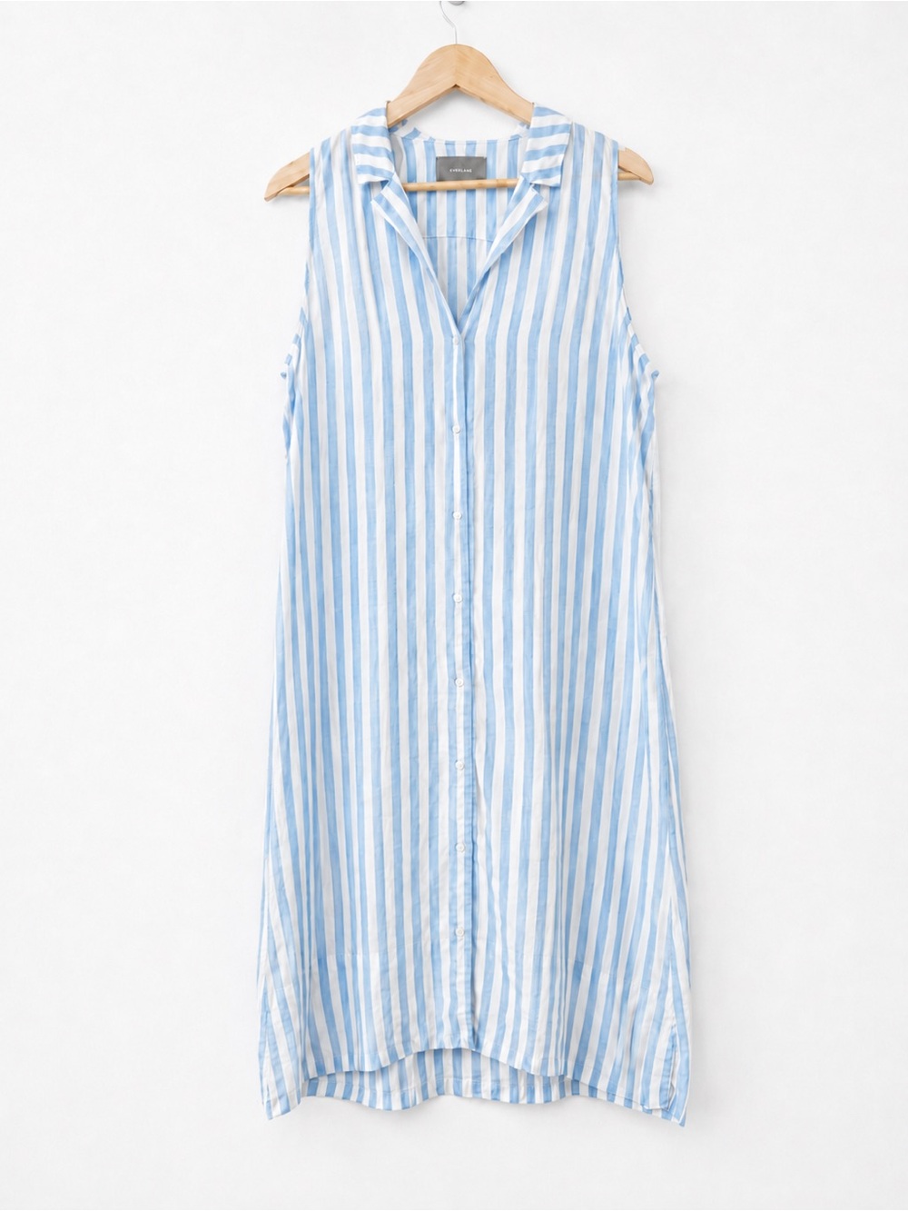 Everlane - 100% Linen Striped Sleeveless Shirt Dress -  Size 12